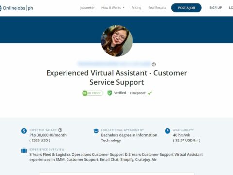 Experienced Virtual Assistant – Customer Service Support