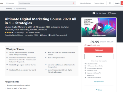 Ultimate Digital Marketing Course 2020 All in 1 + Strategies